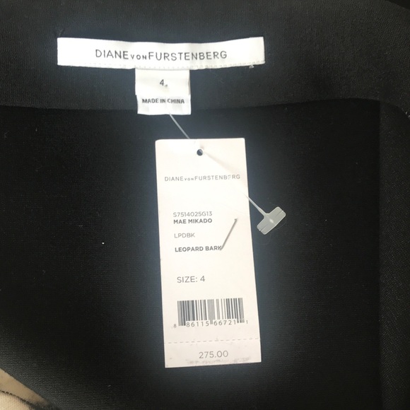 ๐ Diane Von Furstenberg Beige and Black Tiger Patterned Pencil Skirt Size 4 - Picture 7 of 7